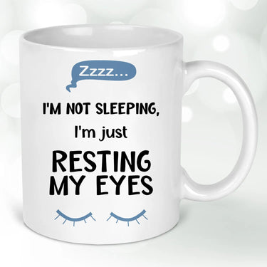 Father's Day Novelty Mug - Dad Humour - 'Resting My Eyes' Design - DENMARY